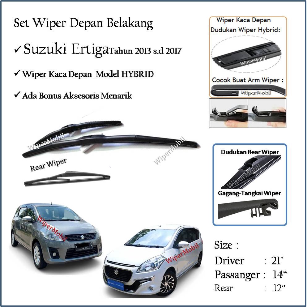 Wiper Kekinian Kaca Depan Belakang Suzuki Ertiga 2013 2014 2015 2916 2017
