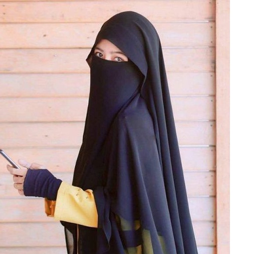 RB Niqob Cadar Veil Yaman Sifon Silk Jetblack Premium