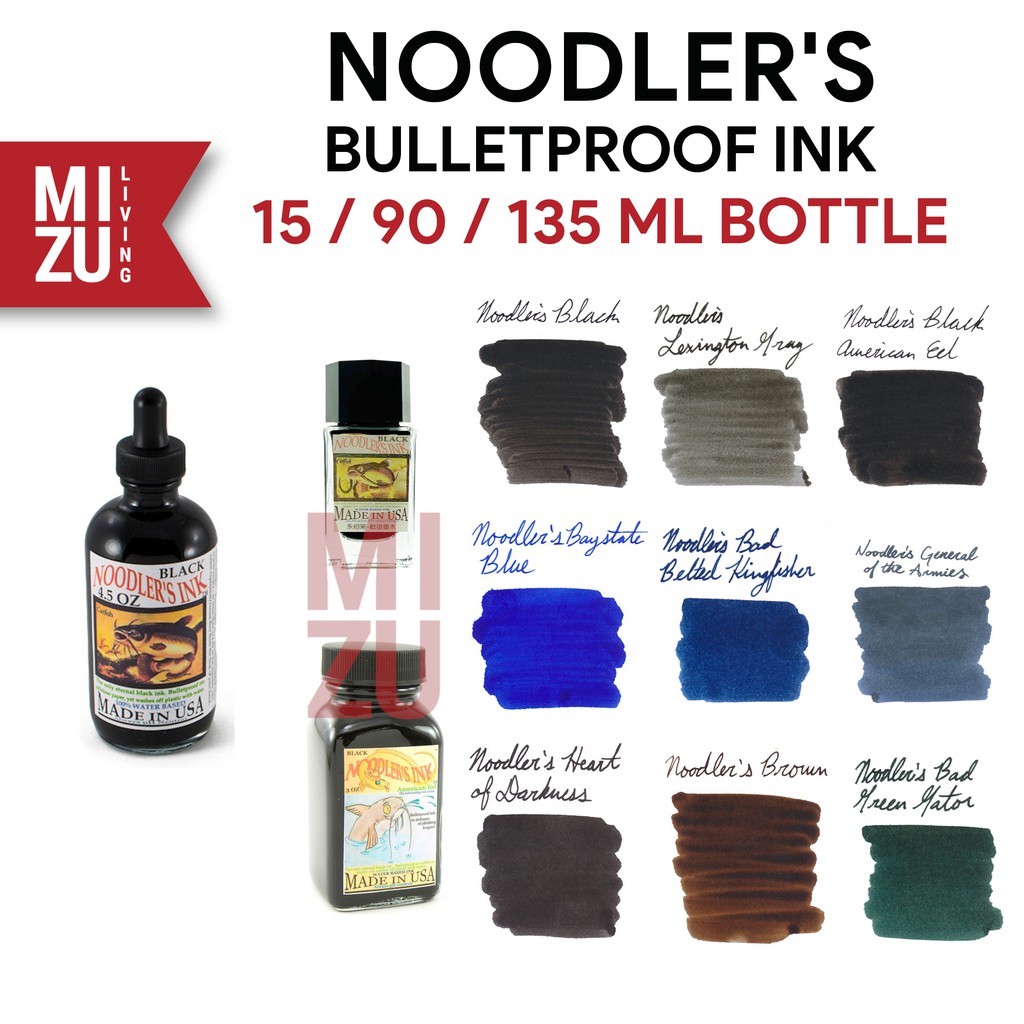 NOODLER'S BULLETPROOF INK Noodlers 15/90/135ML BOTTLE Tinta Fountain Pen Waterproof Permanent Aman