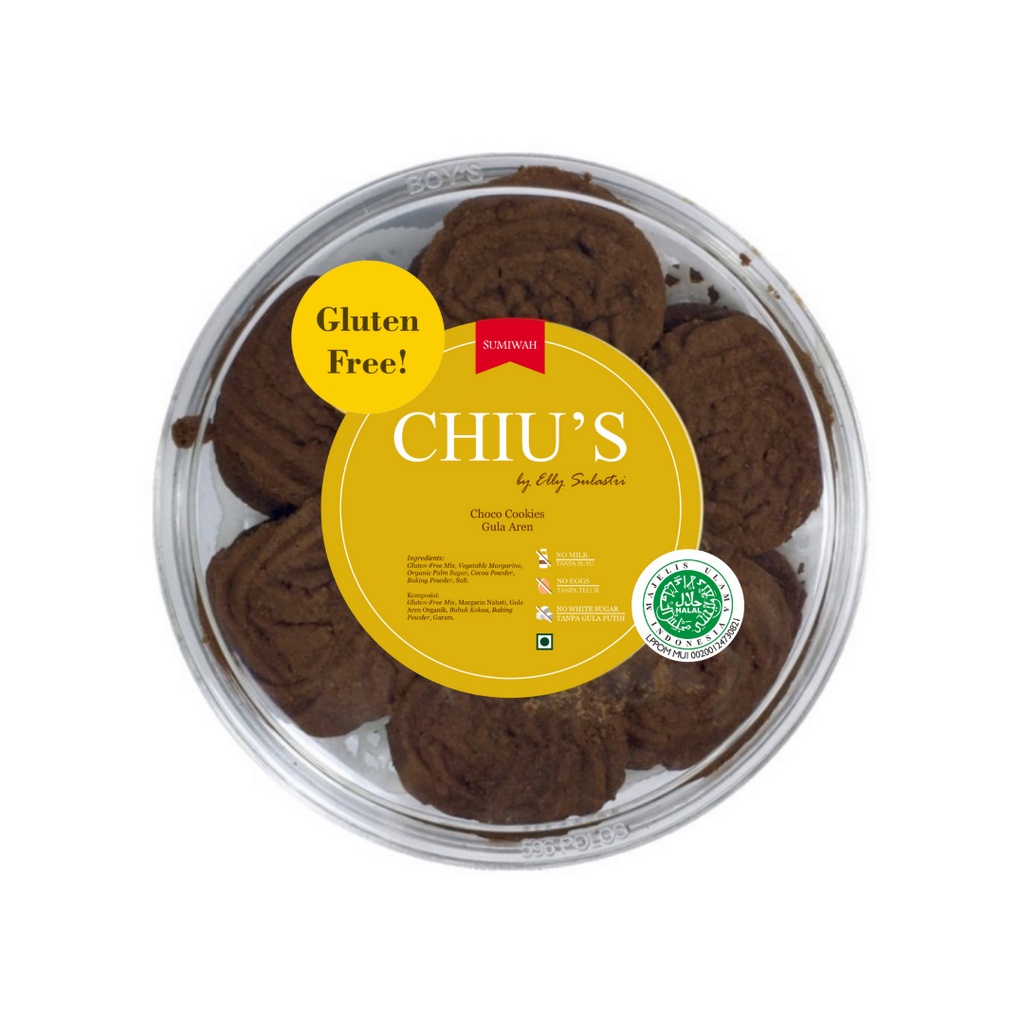 

CHIU'S Kue Kering Choco Cookies (Kue Coklat) Gula Aren Vegan Gluten Free Tanpa Telur