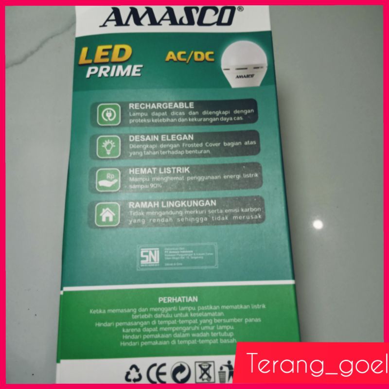 LAMPU EMERGENCY LED 15 WATT PRIME AMASCO / AMASCO LAMPU LED EMERGENCY AC DC 15 WATT PRIME AMASCO