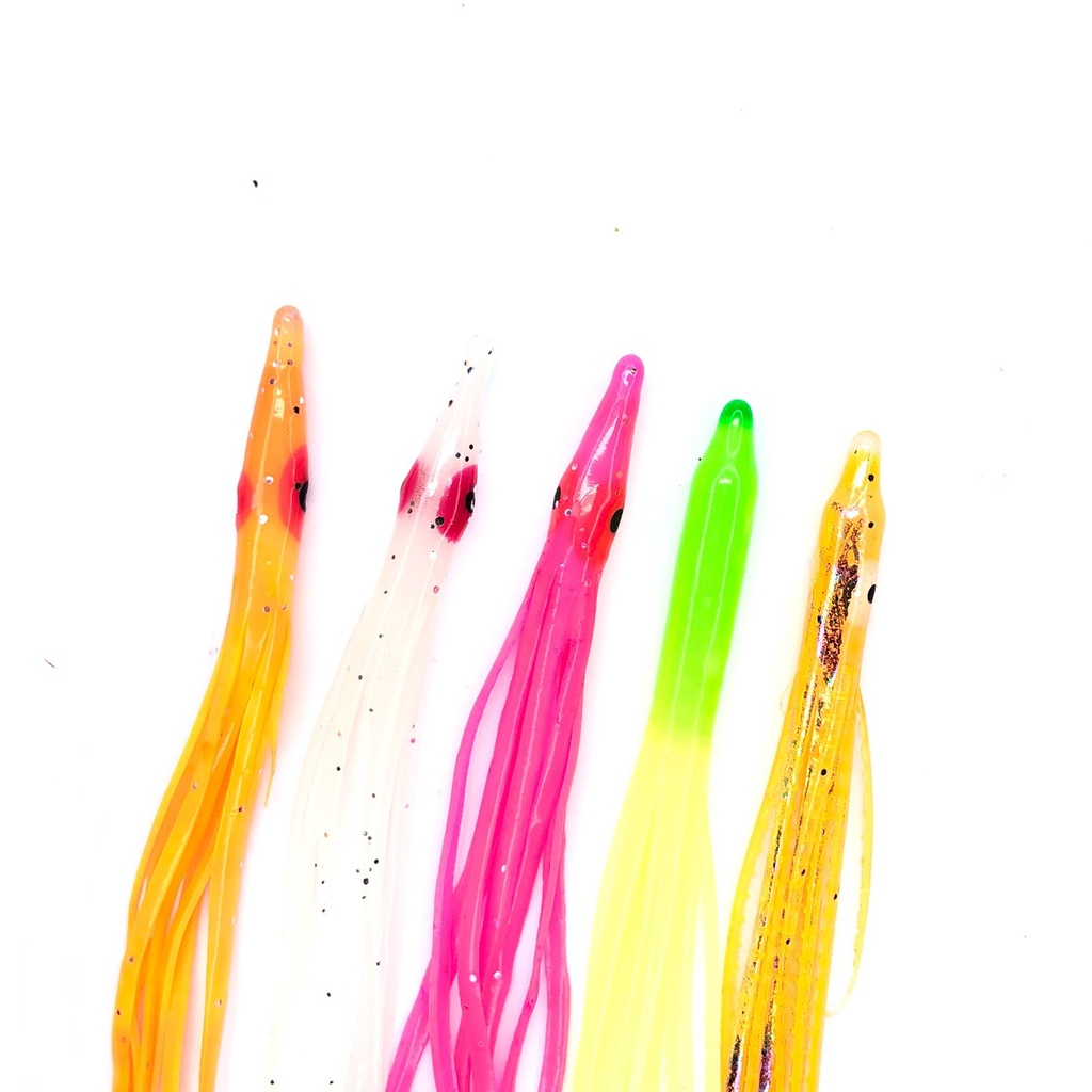 Umpan Cumi Karet Glow In the Dark Skrit Jarum Asisst Hook isi 5 pcs