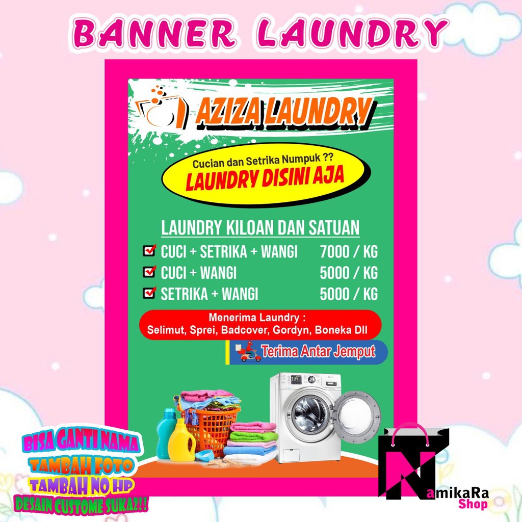 Banner Spanduk Backdrop Laundry / Banner Laundry Custome / Spanduk Laundry Viral Ukuran150x100cm Ter