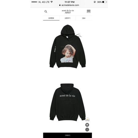 [READY STOCK] ACME DE LA VIE ADLV Baby Face Hoodie Black Rabbit 100% Original