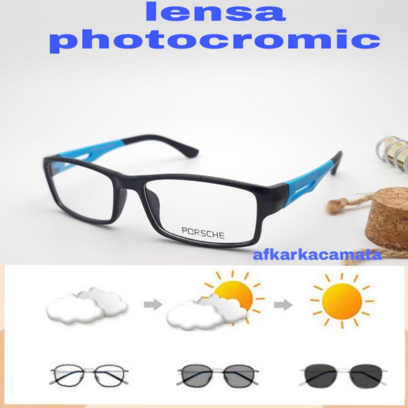 [BISA COD] PAKET PHOTOCROMIC FRAME MINUS KACAMATA COWOK FRAME SPORT