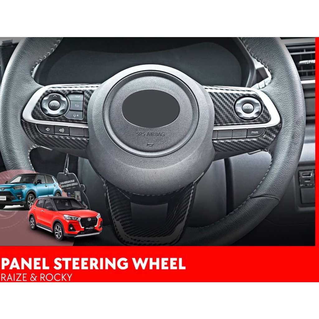 Panel Steering Stir Wheel Raize Rocky 2021 2022 Up Hitam Carbon