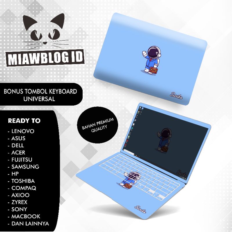 Garskin Laptop Custom Full Body Cute Astronaut White Bag