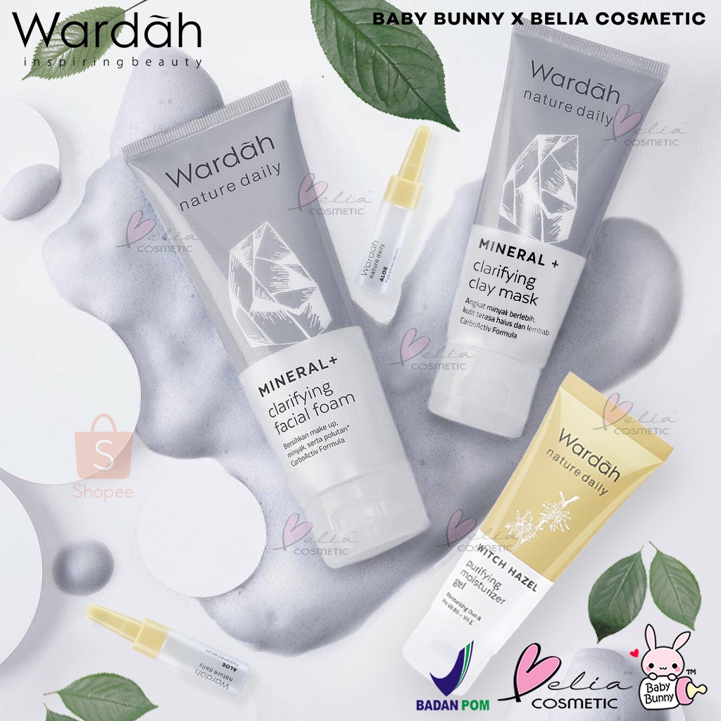 ❤ BELIA ❤ WARDAH Nature Daily Witch Hazel Purifying MoistGel 40ml | Mineral+ Facial Foam Clay Mask