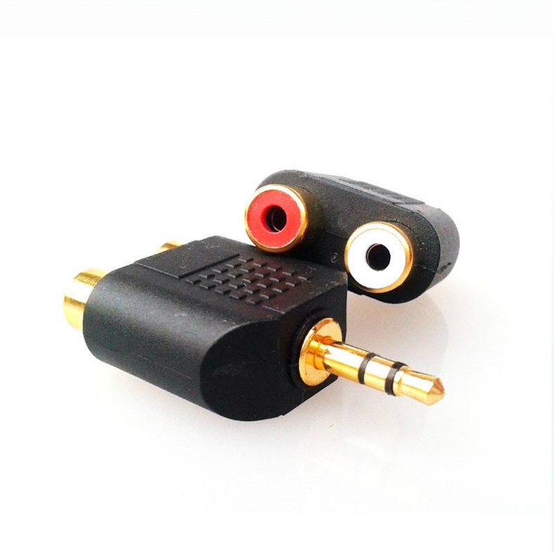 Btsg Berlapis Emas 3.5mm Stereo Ke 2-RCA Male to Female Red+White Adapter Splitter Adapter Adaptor Jack RCA Ganda Untuk TV