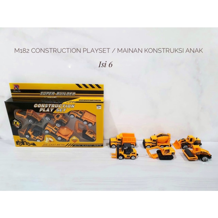 M182 Mainan Diecast Mobil Konstruksi Playset isi 6 Pcs