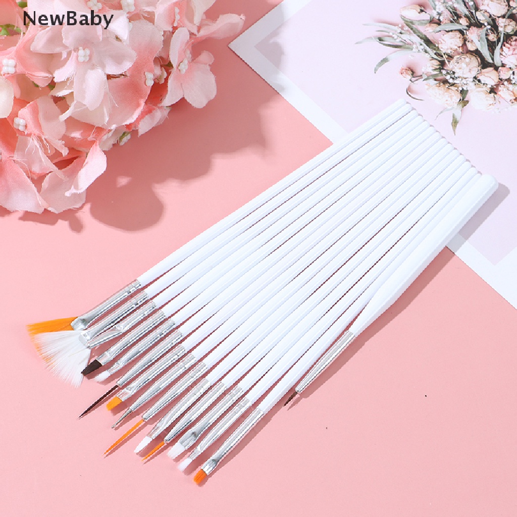 Newbaby 15Pcs / Set Kuas Lukis Kutek Gel UV Untuk Nail Art / Manicure DIY