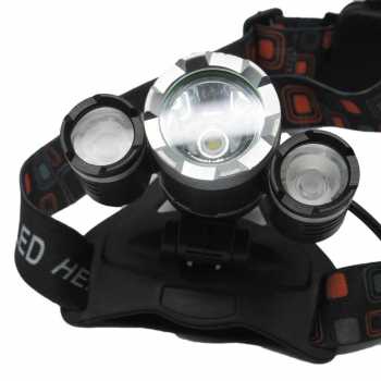 Senter Kepala Headlamp 3 Led 5000 Lumens dengan Strap Flexible/ Power Headlamp 3 LED 5000 Lumens Cree XM-L - T6 / Senter Kepala 3 Lampu Senter Kepala LED Zoom Super Terang Headlamp LED Cree XML T6 Waterproof Anti Air / Senter Kepala Tahan Lama Jarak Jauh