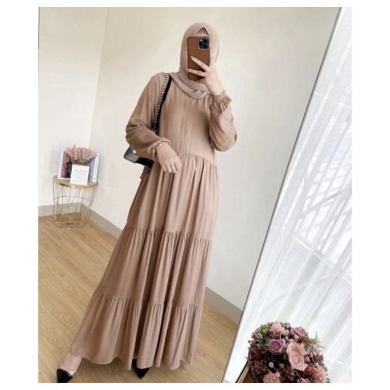 (Terbaru/Bisa COD) Rayon Tebal Adem Homedress Twill Busui Gamis Rayon Dress Homey Le Khari Rayon Gamis Busui Cassandra Basic