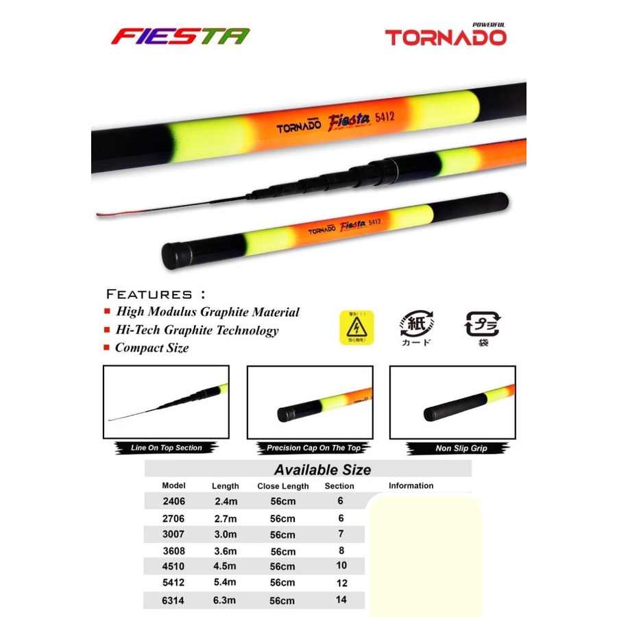 Joran Pancing Tegek TORNADO Fiesta Tegeg Stik Rod 240 270 450