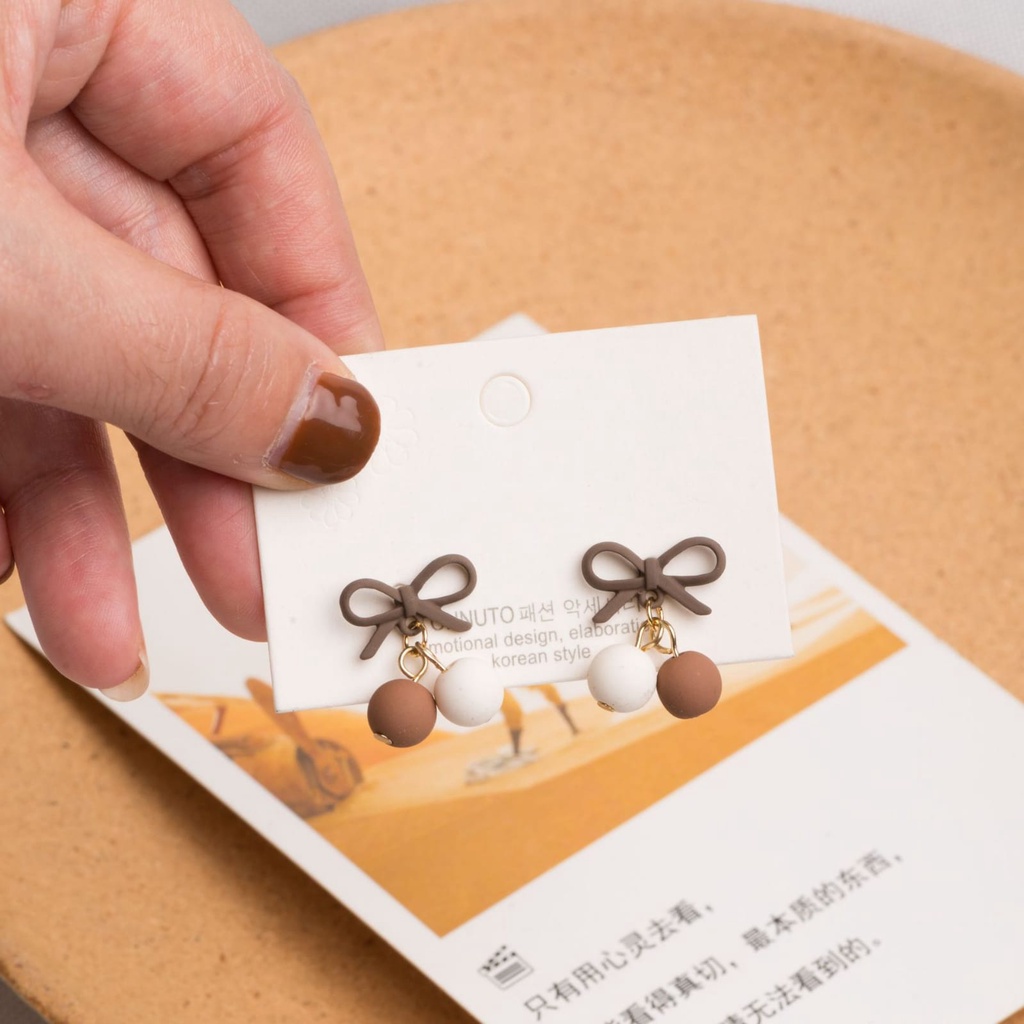 [littlecrab] Anting Pita Bola Colorful Anting Lucu Unik Two Tone 2 Warna Cute Woman Earrings Anting Berkualitas Simple Elegan Korean Style