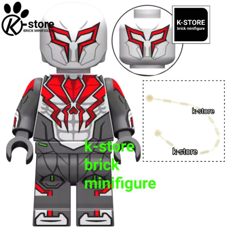 lego spider-verse spider-man 2099 brick minifigure - spiderman spider man