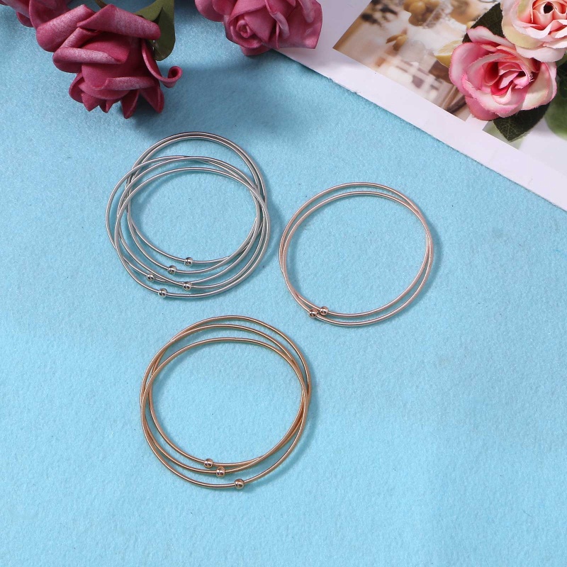 Siy 10pcs / Set Gelang Tangan Tumpuk Bahan Carbon Steel Warna Rose Gold Untuk Wanita