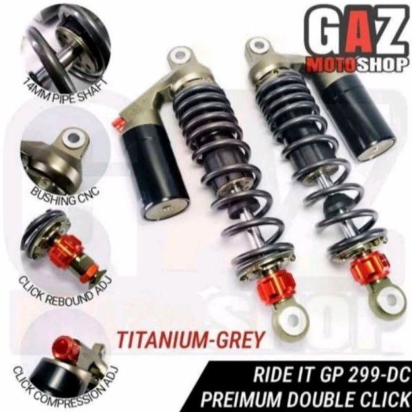 Promo Shock Ride It GP PREMIUM 299 DC Double Klik ORIGINAL not yss ktc rcb - Titanium 340mm Berkuali