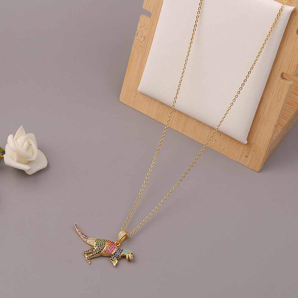 Ornamen tembaga warna Kweichow Moutai dinosaurus liontin dipersonalisasi hip hop kalung malam akseso