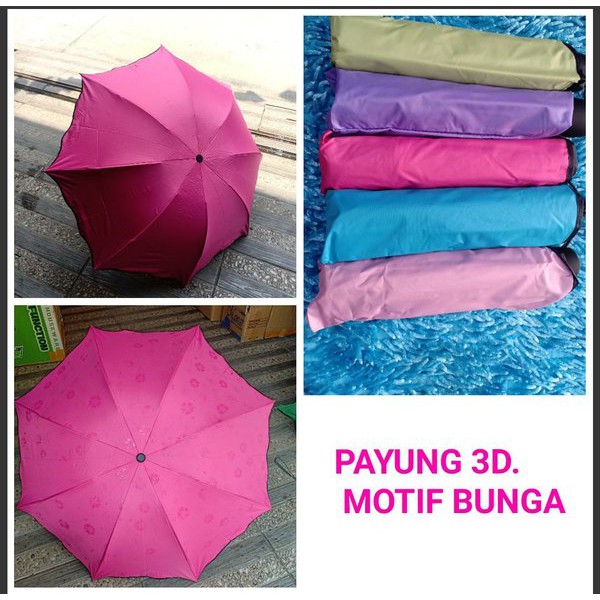Payung Lipat 3 D Magic ANTI UV Motif Akan Berwarna Jika Basah Bonus Sarung Payung