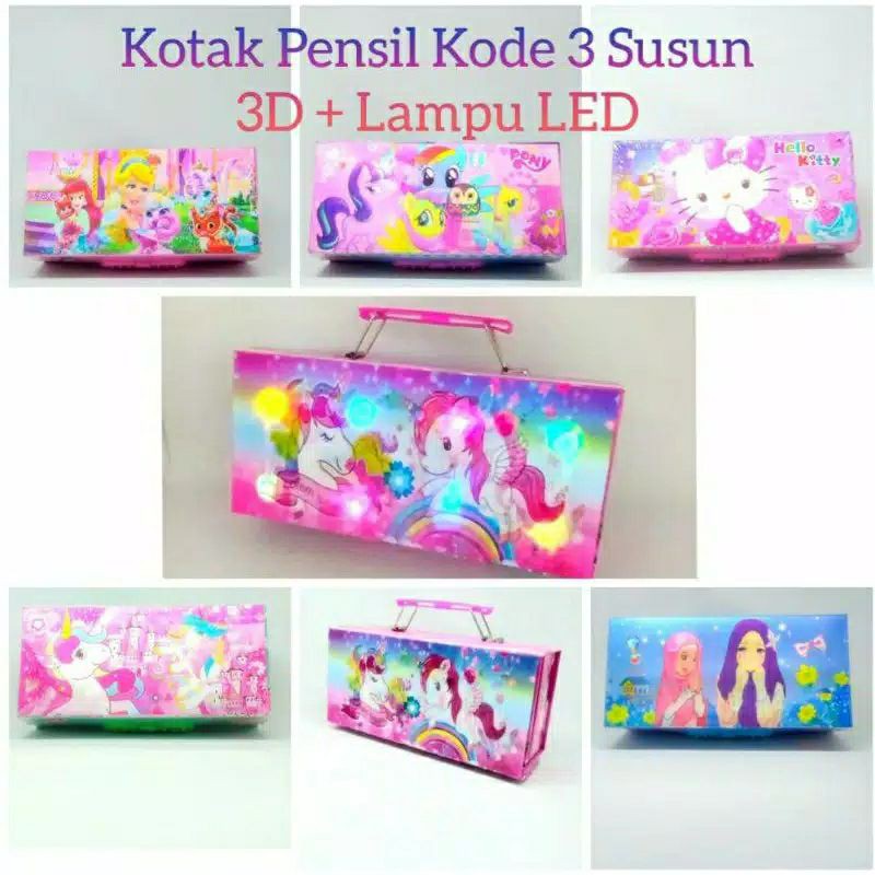 

Kotak Pensil 3D Kode Kunci 3 Susun LED model nyala