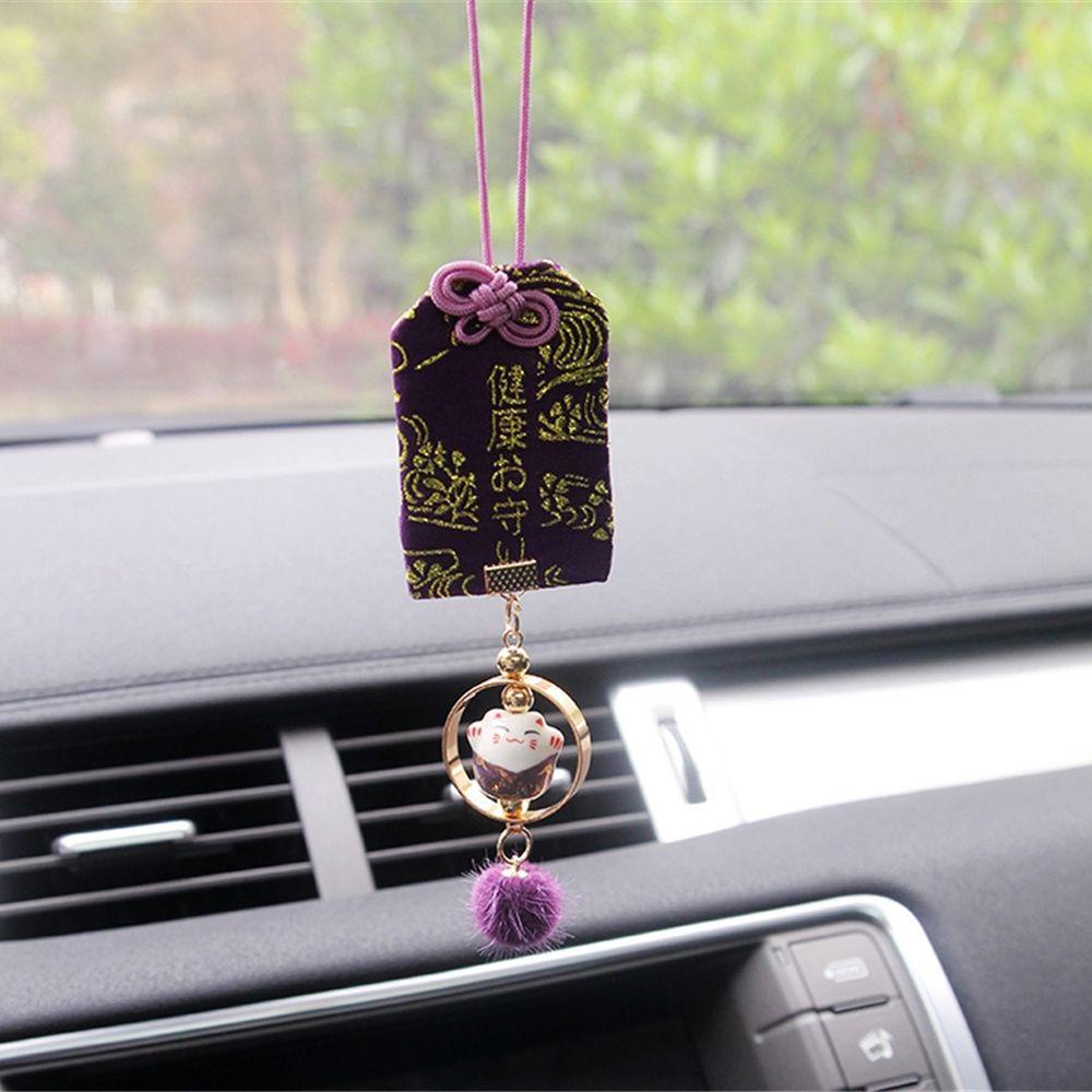 AUGUSTINA Cartoon Maneki Neko Car Pendant Car Accessories Japan Lucky Cat Pendant Hanging Ornament Car Styling Pompom Pendant Omamori Gifts Decoration Charm Car Rear View Mirror Auto Interior Decoration/Multicolor