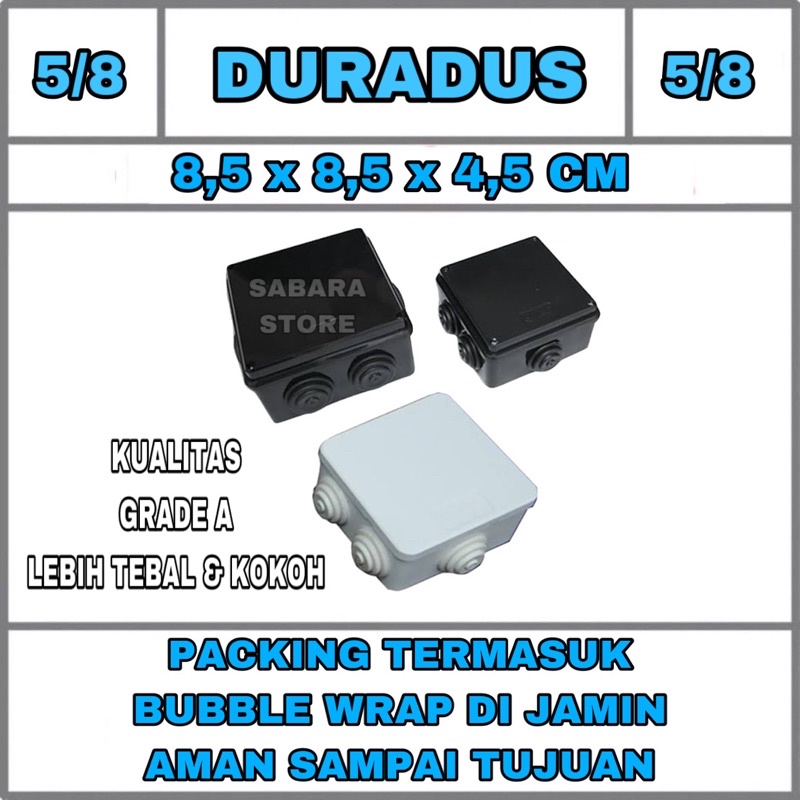 Doradus Dorados Duradus / Junction BOX CAMERA CCTV 5/8 waterproof Hitam Putih Kotak promo 8,5cm x 8,5cm x 4,5cm murah