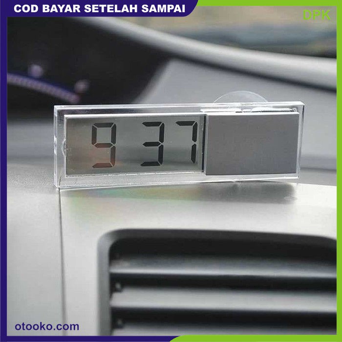 Jam mobil dashboard digital analog led LCD Transparan Kecil Mini Tempel Kaca Sucker Cup