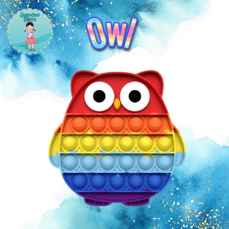 Ready Pop It Rainbow Murah/Fidget Pop It Rainbow Free Kelereng/Free Bonus-Owl