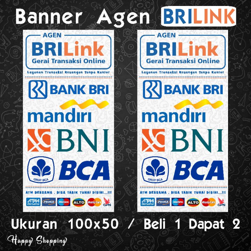 Banner Spanduk AGEN BRILINK , Ukuran 50x100 Beli 1 Dapat 2