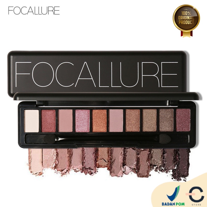 [ORI &amp; BPOM] FOCALLURE 10 Warna Eyeshadow Palette Nude eye shadow with Brush FA08