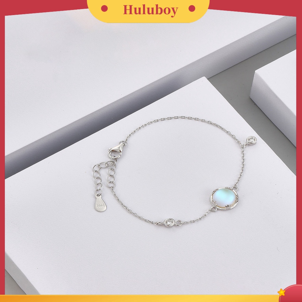 Hu Hu Hu Hu Hu Alat Bantu Pasang Kacamata♡ Silverhoo Gelang Tangan Rantai Adjustable Hias Batu Zircon Kubik Biru + Kait Lobster Untuk Wanita