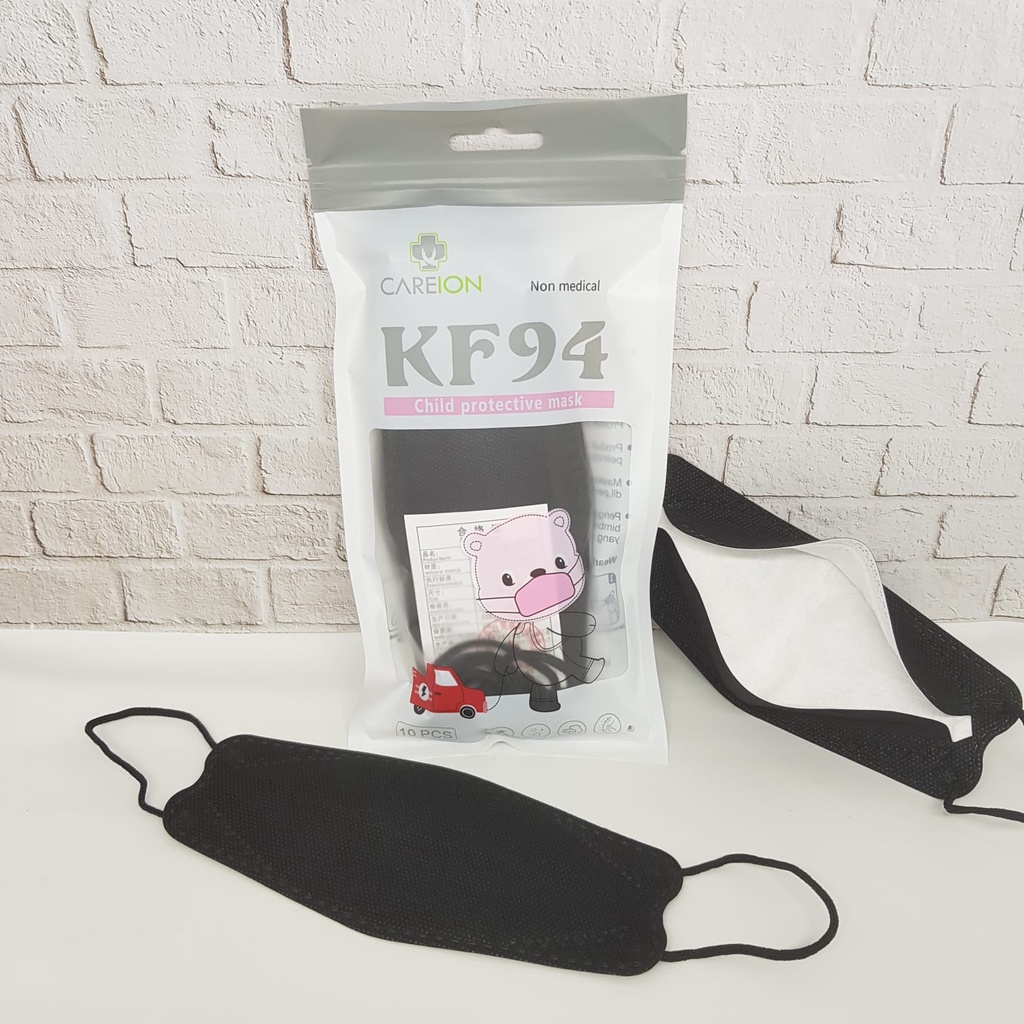 ENZ ® Masker Anak KF94 Sachet 4Ply isi 10Pcs Putih Hitam Abu Warna Korea KF 94 Earloop Mask Kemenkes 1007