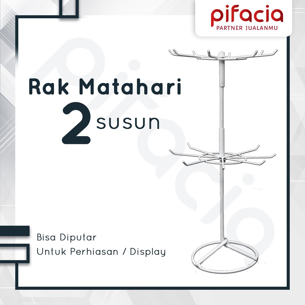 Rak matahari display putar toko 2 susun gantungan aksesoris perhiasan HP