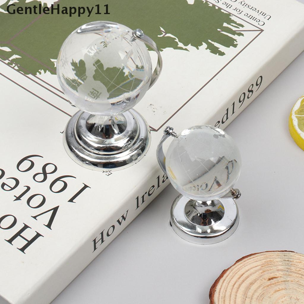 Gentlehappy Transparan Perak Berdiri Crystal World Globe Rumah Boneka Desktop Decor Mainan