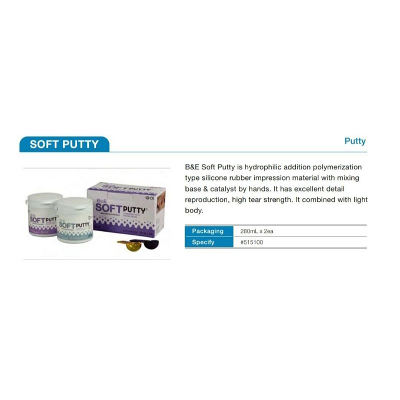Soft Putty Vinylpolyxyloxane Elastomer B&E Made in Korea / Dental bahan cetak gigi Putty