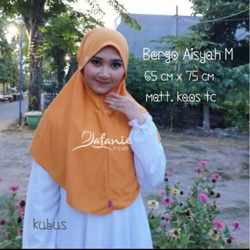 Bergo Aisyah no pet bahan kaos tc adem dann halus merek Rafanie Hijab