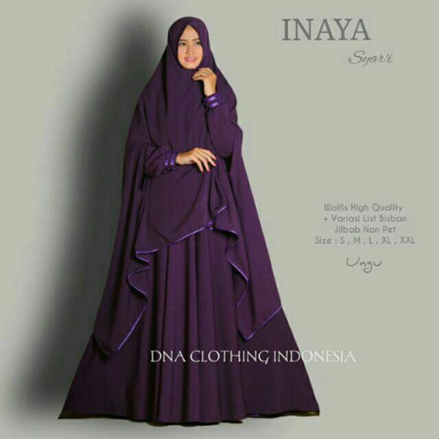 HIJABBSTORY Inaya D Syari Ungu | 850Gr 104/140 Allsize L Gamis Syari Wolfis Busui Polos Murah Ch sol