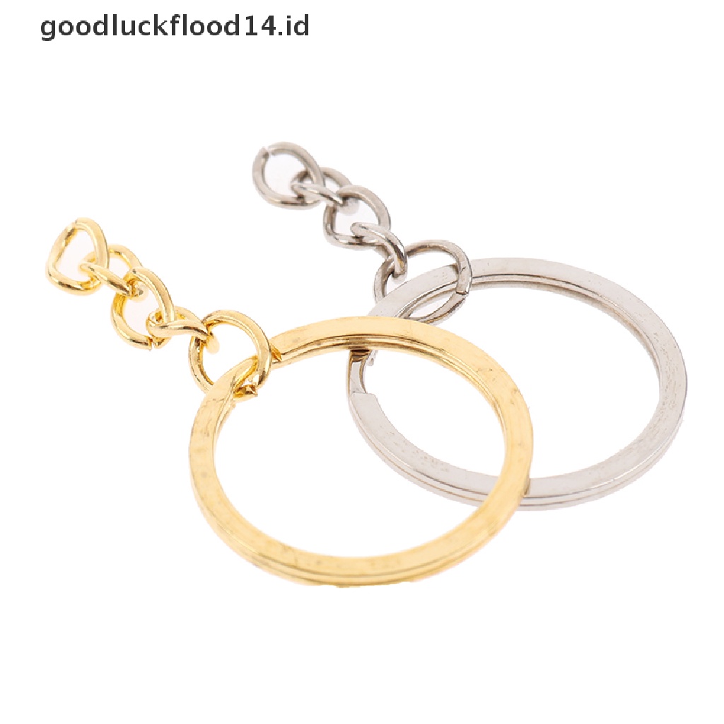 [OOID] 20 Pcs/lot 28mm Length Key Gold Silver Chains Key Ring Round Keychain ID