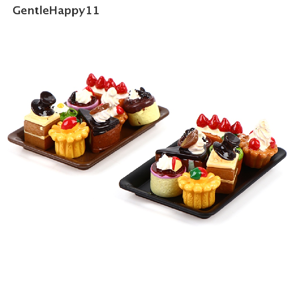 Gentlehappy Mainan Miniatur Kue 1 / 12 + 8 Cake Untuk Aksesoris Dapur Rumah Boneka