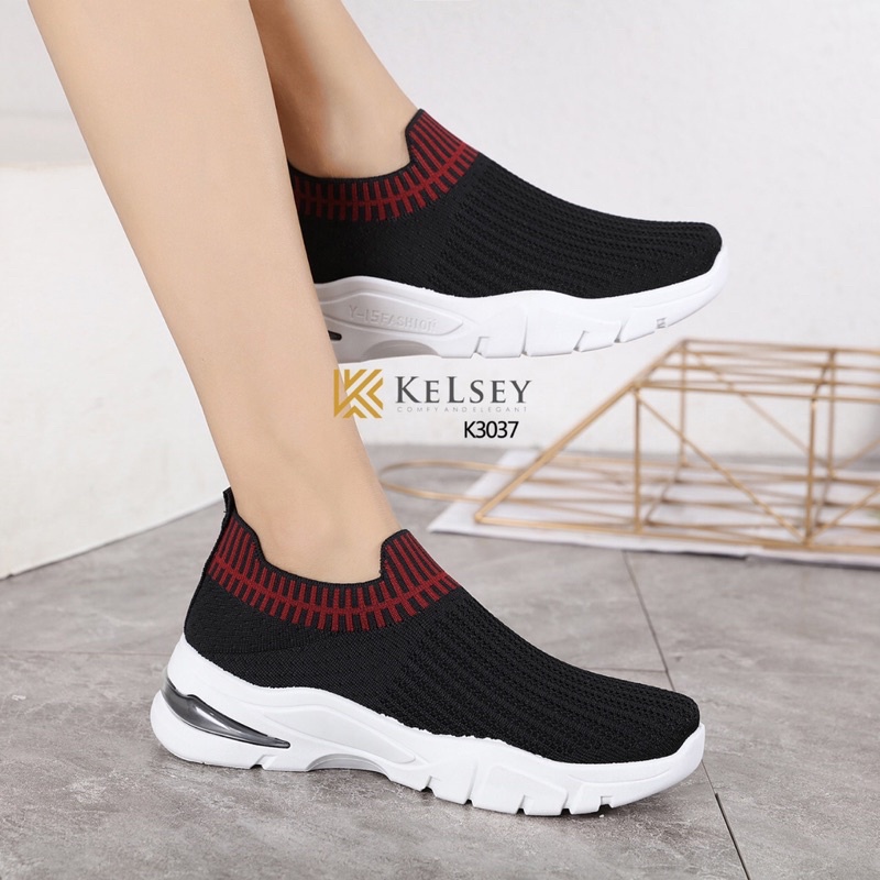 (GRATIS ALAS KAKI) Nicole Sepatu Sneakers Air Boots Wanita 4cm Kelsey / Sepatu FlyKnit Sneakers Wanita K3037