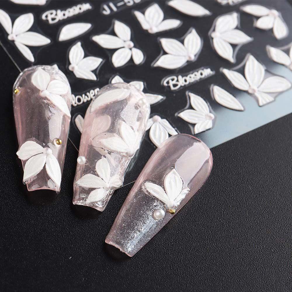 Mxbeauty Bunga Stiker Kuku Fashion Manicure Aksesoris Alfabet Inggris Daun Nail Art Dekorasi