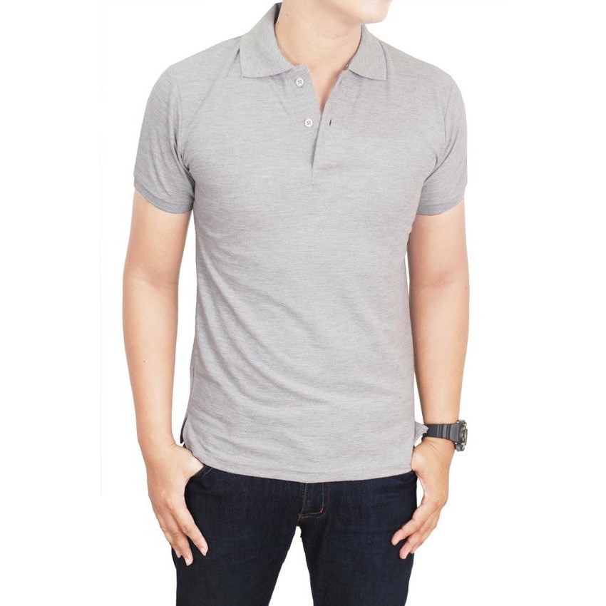 POLO SHIRT PRIA baju kaos kerah polos / kaos berkerah bahan katun lacos murah-ABU MISTY-Polo Shirt