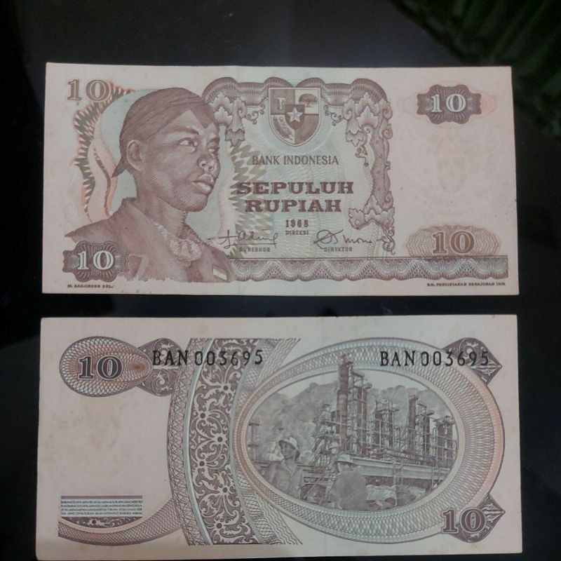 Uang Rupiah Gambar Jenderal Sudirman tahun 1968 pecahan 10 ASLI