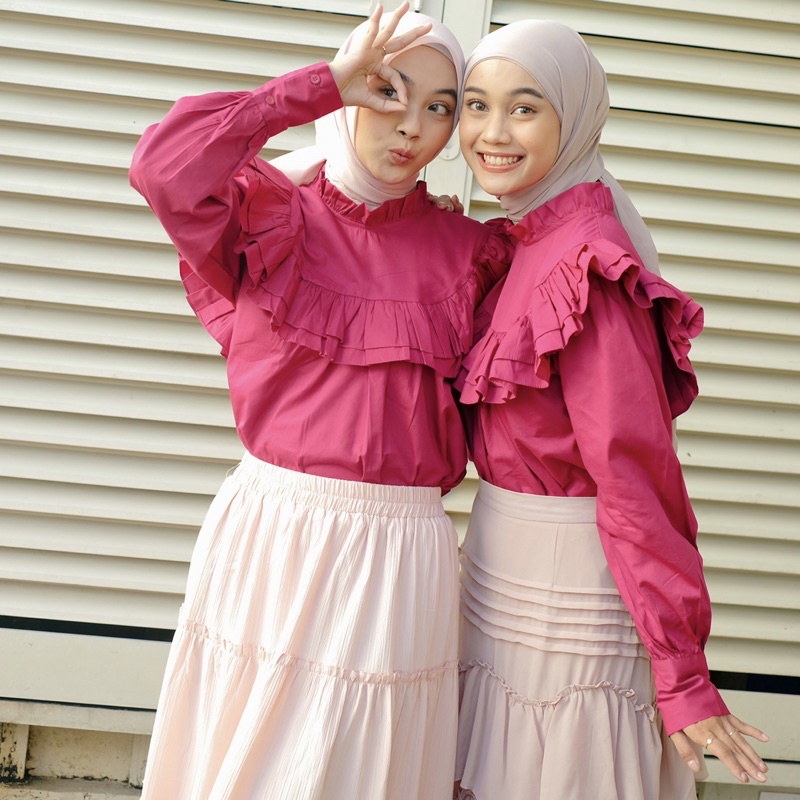 RX FASHION - ROSIE BLOUSE KEMEJA WANITA KATUN TWISTCONE  RENDA FASHION HIJAB / ATASAN WANITA KEKINIAN  XXL - XXXL - NN