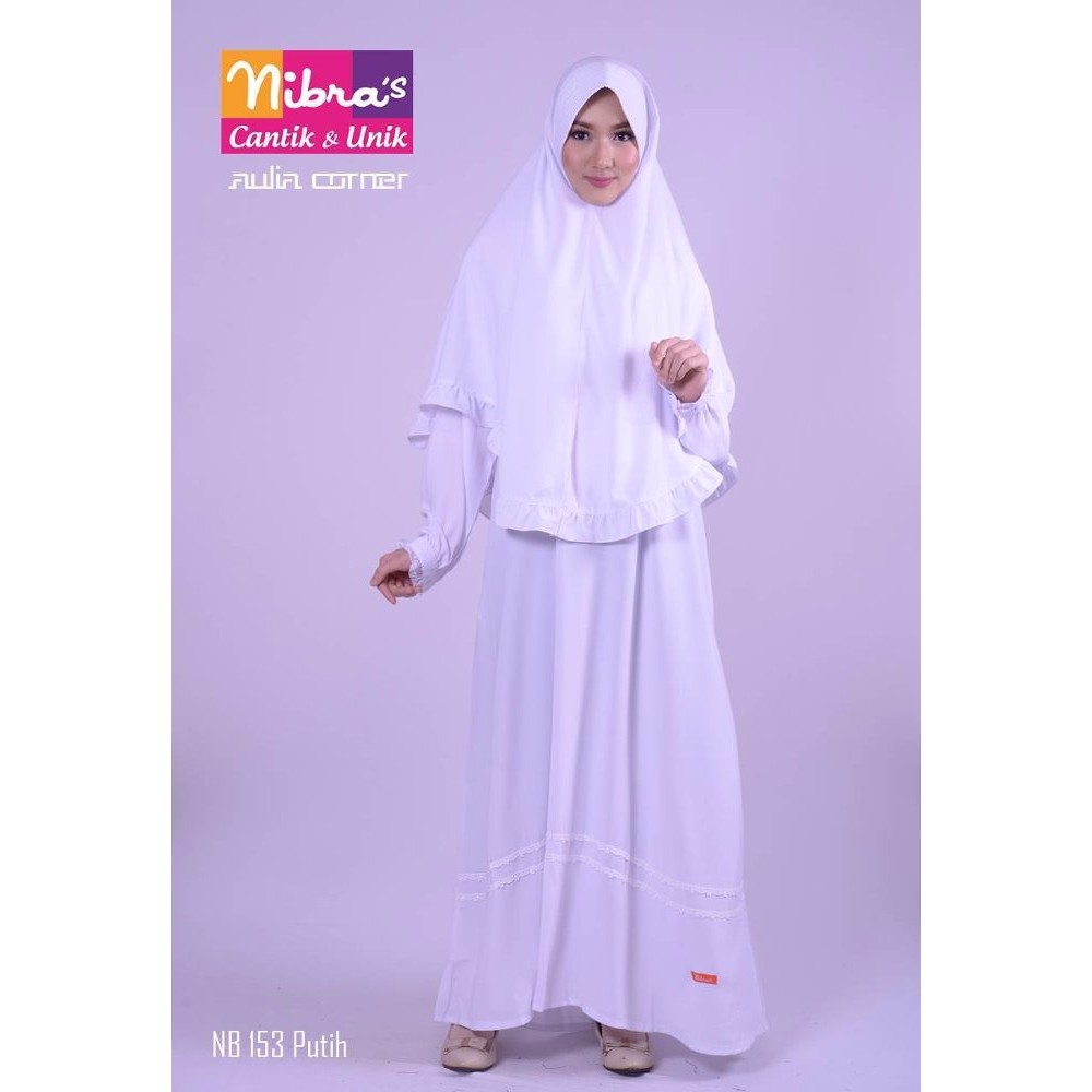 TERBARU MURAH Baju Pesta Muslim Nibras NB 153 Putih ORIGINAL Model Baju Muslim Terbaru