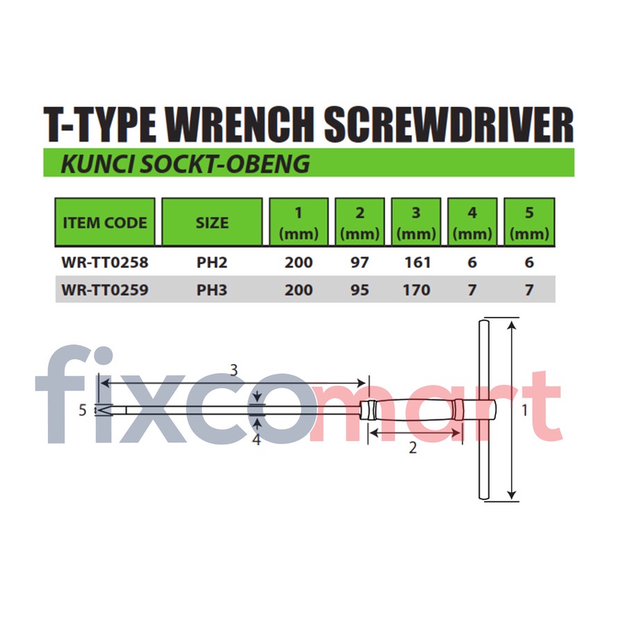 Kunci Sock T Obeng PH3 / Tekiro Kunci T / Obeng Socket - OBENG PH3