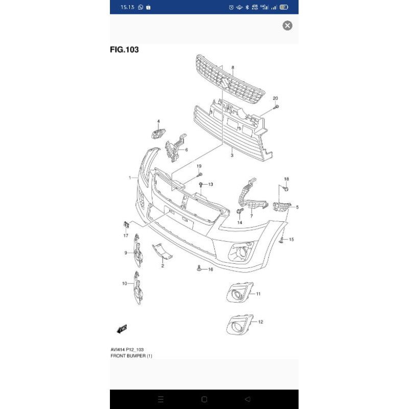 Grille Bumper Suzuki Ertiga 2012 - 2015