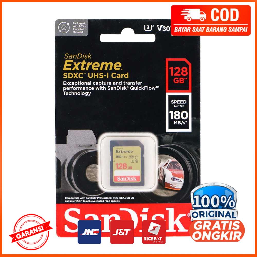 Sandisk SD Card Extreme V30 U3 4K - 128GB - A-128G