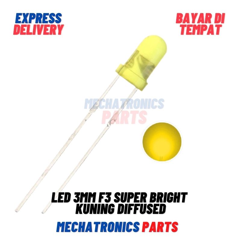 LED 3MM F3 SUPER BRIGHT YELLOW KUNING DIFFUSED